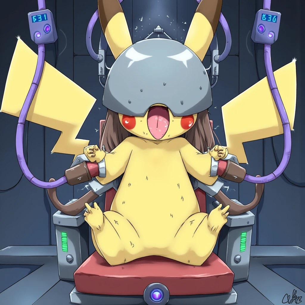 robot braixen furry small breasts nipples penis hypnosis milking machine milking machine on