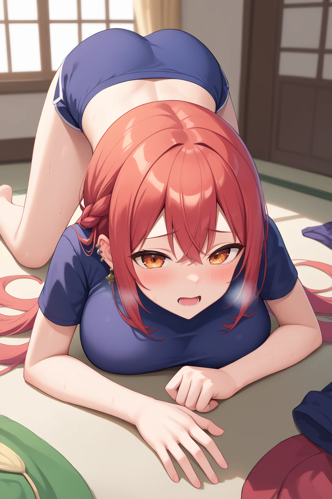 (Highest quality, 8k, masterpiece :1.3),Mrs. Yuigahama,ガハMom, As I expected, my youth romantic comedy is wrong。, One woman,Bun Hair,30 years old,Mom,Orange Hair,nsfw,orgasm,Sexy pose,Sex with a man,Penis insertion,
