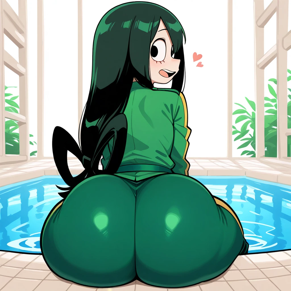 ((best quality)), ((very detailed)), masterpiece, (detailed eyes, deep eyes), (1 women), long hair, elf ears, plump body, chubby, ((pot belly)), ((short transparent underboob T-shirt)), (((Slip))), inside a pool at night, (NSFW), big ass, perspective from behind, (((glowing colors)))
