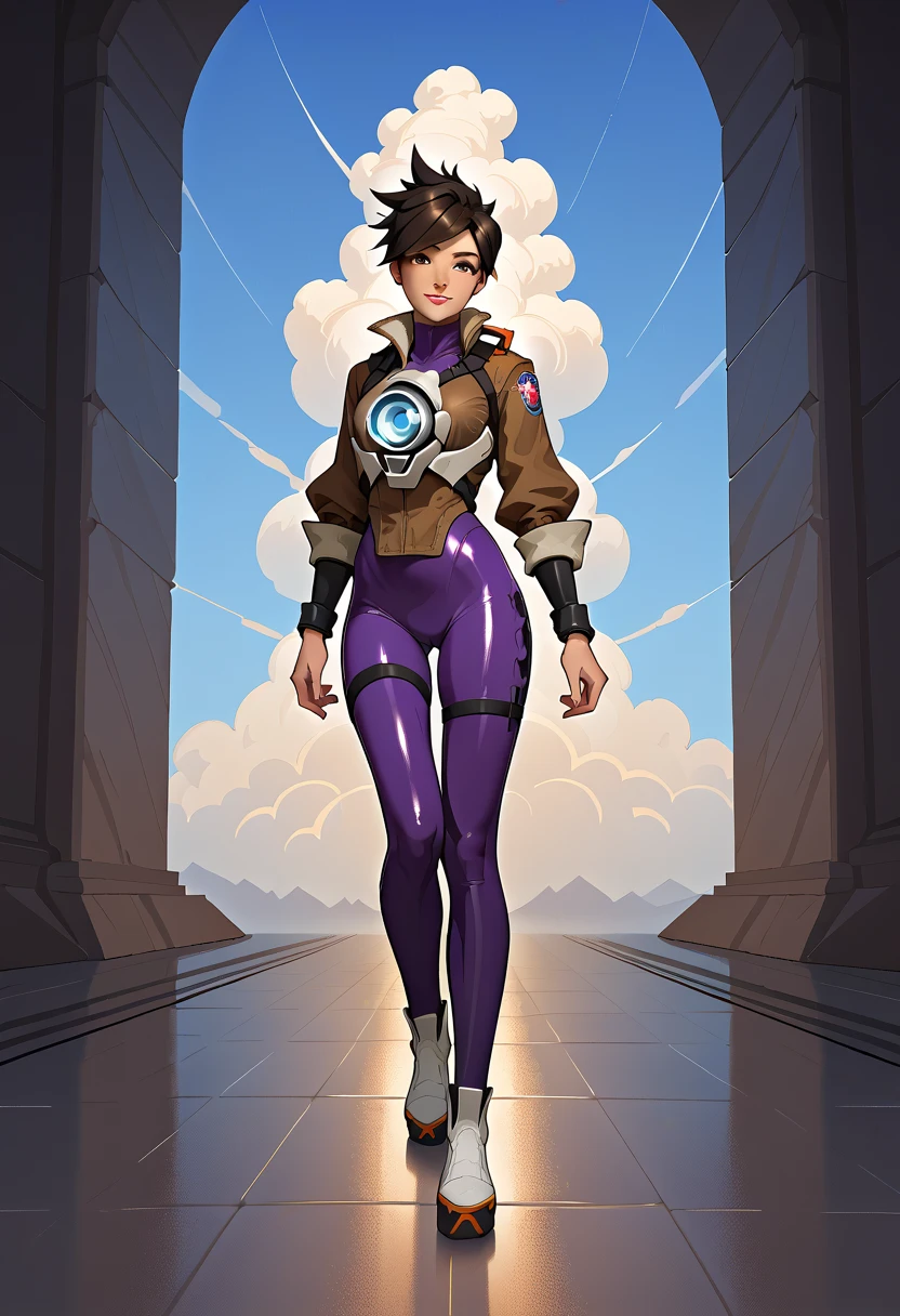 Princess Leia dressed in a white spandex bright sticker jumpsuit sitting in a sensual pose next to a spaceship perched on the sands of a desert oasis --auto --s2