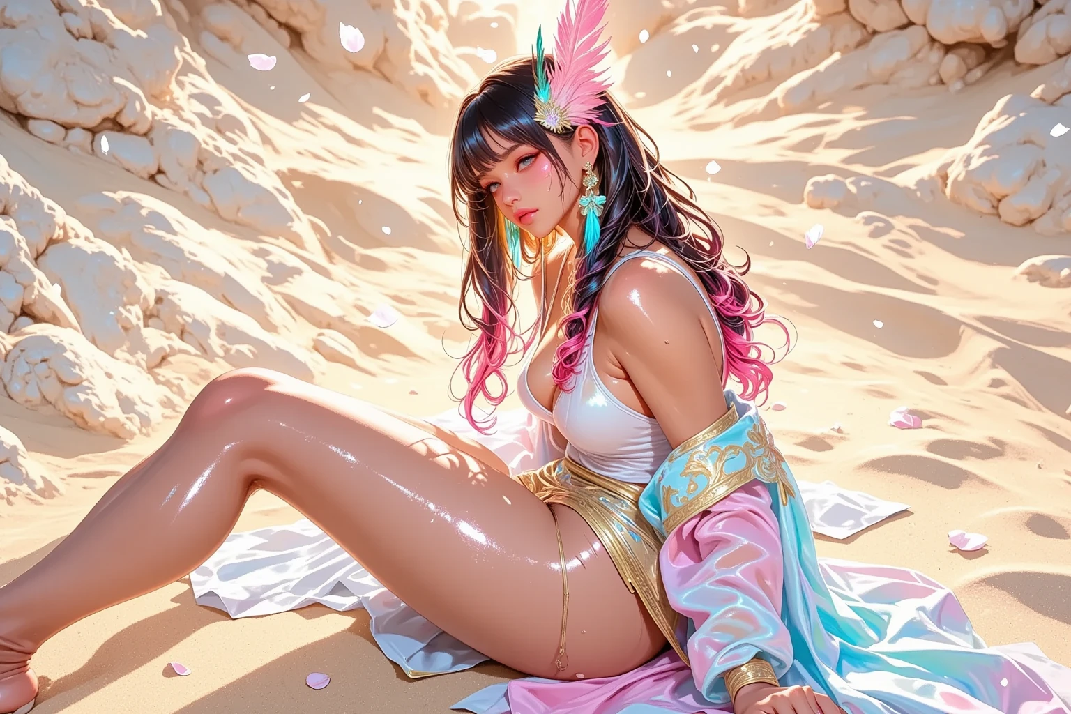 One girl,full bodyesbian, torn cloth, Open legs, hand behind head, Underarms, , Tears, Humiliated, 浴室,Long hair,Heart-shaped pupils, Torn clothes, upper legs,Pathetic,exhibitionism,Clothes open,breasts out