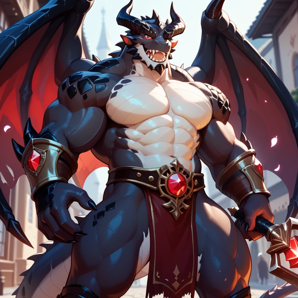 ((Um nu, Pumped male demon with the appearance of (lobisomem ou minotauro?) yellow eyes dawns with red skin and a humanoid body with ugly features that shows its intimidating strength full of lust and malice showing its black tongue and sharp teeth drooling masturbating sitting with open thighs looking in a way that seems challenging, intimidador, sem vergonha, luxuoso e sedutor, (part of penile heresion, head showing and standing thick and hard so his balls show satisfaction and relief with greater, bolas inferiores)), (there is another humanoid demon (lobisomem ou minotauro?) bombeado, but he has white skin, taking heresy penetration on his penis, sexo gay, parecendo satisfeito, Boca aberta, Ofegante, tongue out)