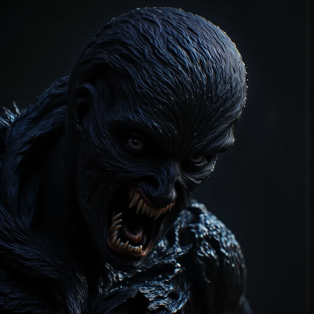 angry chocolate, sharp fangs, dark chocolate creature, demonic, evil, sinister, horror, dark fantasy, detailed, 8k, high quality, photorealistic, dramatic lighting, chiaroscuro, moody colors, deep shadows, cinematic composition