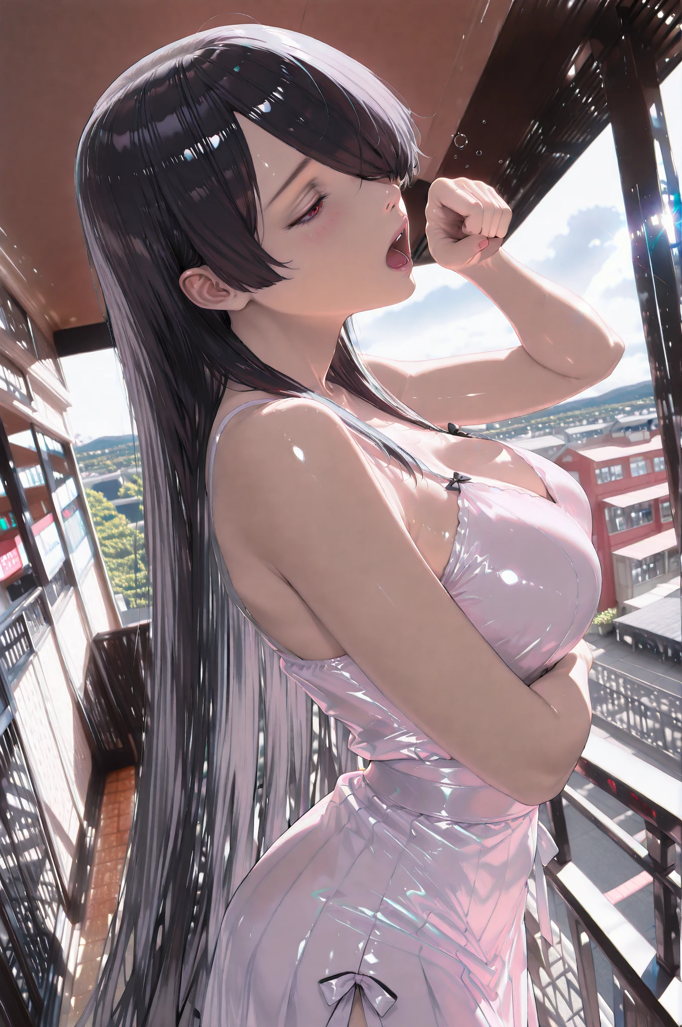 Perfect detail, Special details, highest quality,,expensive, woman,A satisfied smile 、Confident face,Triumphant Face、conceit、Selfish Empress、sense of beauty、Overwhelming Dominance、Overwhelming power、Overwhelming destructive power、Queen、Elegant face、Maternal instinct、round face、View Viewer, Green Hair, Long Hair,, , Side bang, Partially exposed forehead, Dark blue eyes, Mature Body, Perfect body, Tolerant、Large Breasts,Big Ass.Sweaty body,Breast milk overflowing from the nipples,Pussy、Push the building into the cavity,share、body fluid、large amount of vaginal fluid、Inserting the building into the cavityする、、ビルがbody fluidで溶かされる、Open your mouth、 blush, Cleavage.Micro Bikini,Gold Jewelry,Gold Bracelet,Gold Collar、 Luxurious crown,, necklace, Pursing your lips、 A light smile, Drunk, expensiveディテール, Depth of written boundary, 1080p, 16k, Awards, High resolution, highest quality, masterpiece, 超High resolution, Anatomically correct, Super detailed,,Huge breasts、Realistic、Perfect bodyライン、aerial photograph、aerial photograph、Destroying the city with a smile、 (A giant girl bigger than a skyscraper destroys the city of Shibuya:1.5)、cute、body fluid,large amount of vaginal fluid、Inserting the building into the cavity、ビルがbody fluidで溶かされる、Eroticism,share、semen Breast milk overflowing from the nipples Big breasts overflowing from bikini Masturbating Occupy a big city