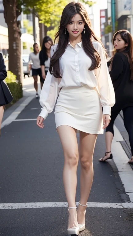Mix 4, The 20th, 一人in, length_hair, shirt, dress, expensive_Heel, full_body, look_in_Audience, (8K, RAW Photos, Highest quality, Learning:1.2), (Realistic, photo-Realistic:1.37), Professional Lighting, Photon Mapping, Light Energy Transfer, Physically Based Rendering,