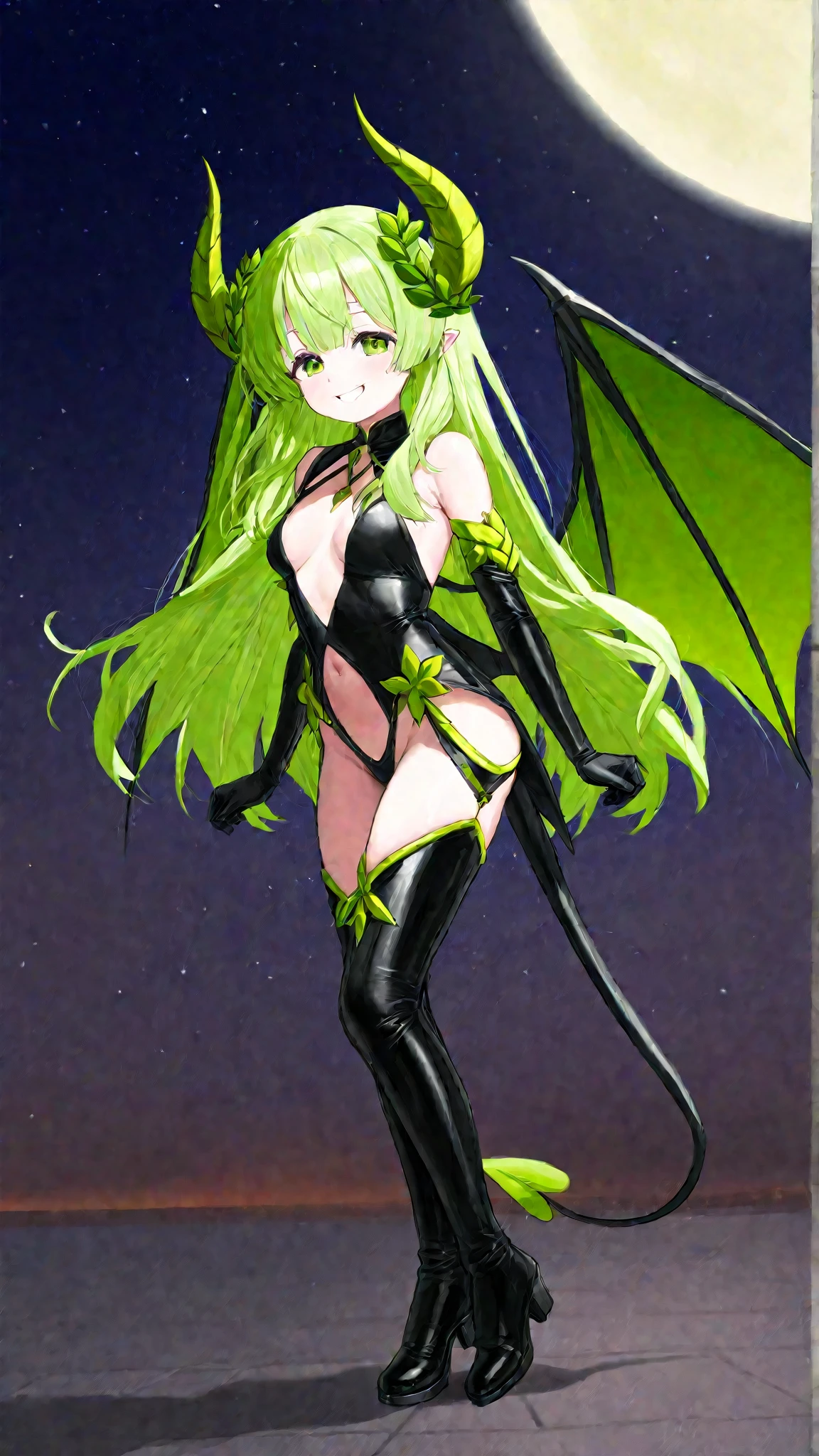 長い髪を持つbeautifulアニメ風のバードレディ,((Rin々しいeagle)),(((White and brown hair)))Long one curl hair,(((Highest quality)))Transparent Hair,Evil Face,Eyes full of sadism,(((Yellow-green eyes))),Greedy Beauty,(((A well-defined, glamorous body)))((Huge bust))Tight waist,(((Wearing a body suit)))A radical beauty in a risqué bodysuit,(Shiny bodysuit),Bird wings,Bird&#39;s Tail,((Extreme bodysuit)),((A bodysuit that exposes the chest, navel, and thighs)),((Fair skin)),beautiful,(((Archer readying))),((Holding a bow in his right hand,The statue is posing with an arrow in its left hand.)),(((detailed)))Full Body Shot,eagle(((background)))fog,Red Moon,Barren Land。