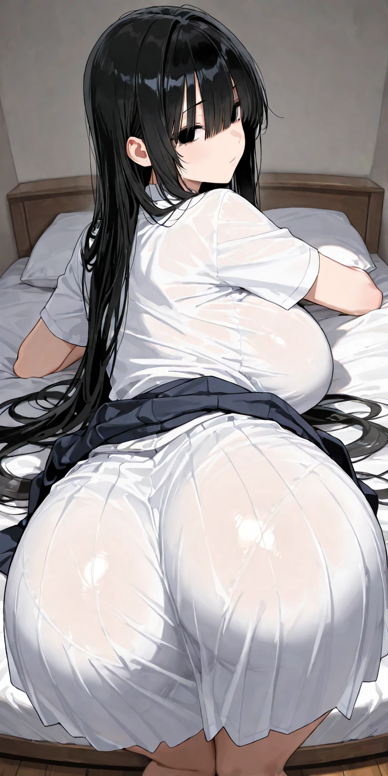 nsfw,lying on greex treatment table,curvy modest female,beauty salon,white paper bikini,blushed,therapist grabbing buttocks,from above,back shot,black hair,(oily skin:1.1),trembling,exhausted