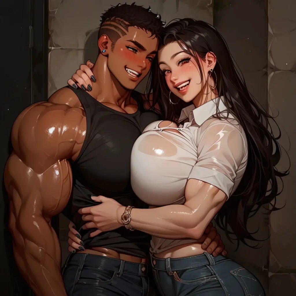 Woman in black bikini and small man in white shirt, weak and small man, thin and small physique, Very beauthful. , ,weak and defenseless man, small physique, , muscular ultraviolent woman, muscular and scary, absurdly huge physique, big muscles, extremely muscular woman, woman stepping on man, small man being stepped on by woman,