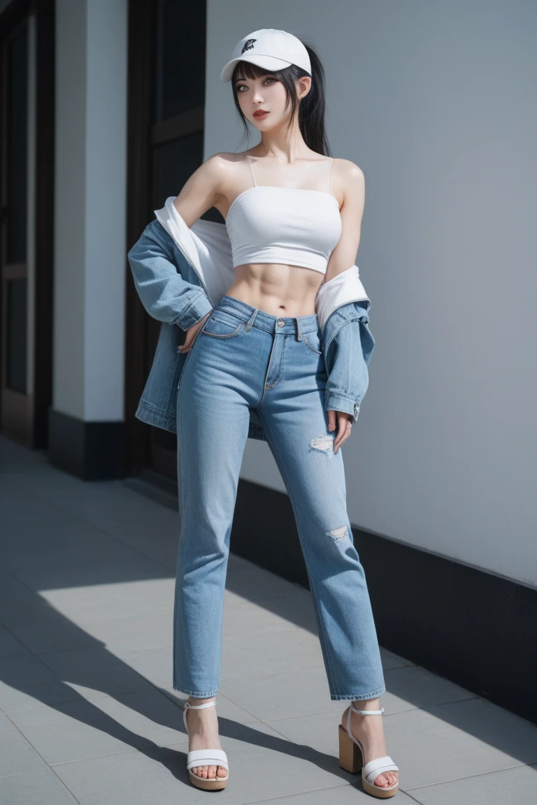 1 woman, idol, close-up,photo, film, depth of field, model, looking at viewer,realistic,full body,(((low rise pants))),(((no panties))),(((visible lower abdomens))),(NSFW),long T shirt,standing,(((sagging))),smile,(((cute face))),(((opened pants hook))),full body,(((smile))),(((show off lower abdomens))),(((bare groin))),(((exposed bare groin))),(((pussy slip))),(((crack slip))),(((standing))),(((wide gap between stomach with pants))),(((visible bare mons pubic))),(((mons pubic slip))),slender,(((thin thighs))),loose jeans,