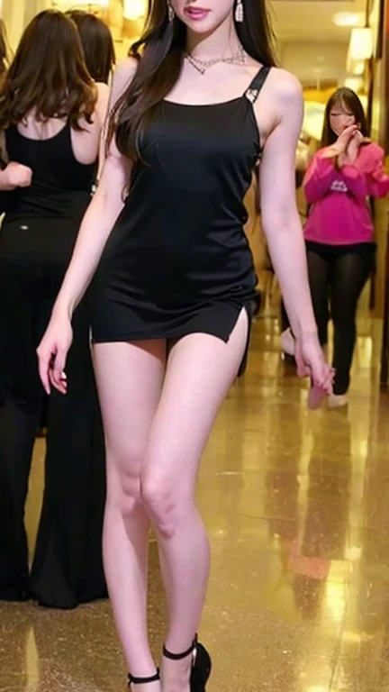 very young girl walks on the catwalk and shows nipples and pussy hair 