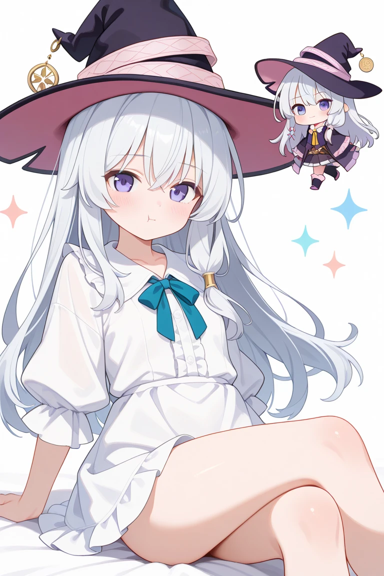 1 girl, (nude,flat chest,nipple,spread your pussy,No correction,NSFW)、Halloween backgrounds、witch hat、Silver hair twintails、Horizontal striped stockings