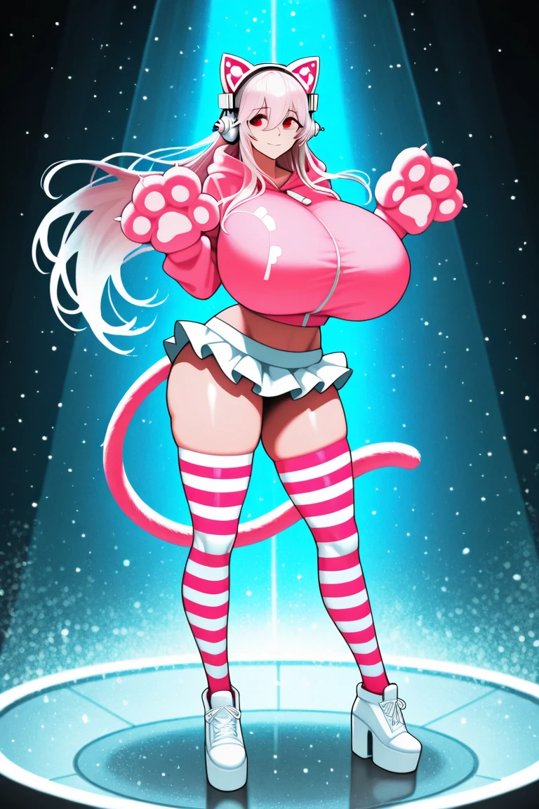 ((Ami_Mizuno in slutty pink latex dress, ))),((1girl, solo female, solo, solo focus:1,8))+++++ hoop earrings, Puffy lips, Painted lips, thick lips. Blonde hair, short hair , wide hips, thick thighs, Bursting breasts ,evil smile, bimbo, stripclub