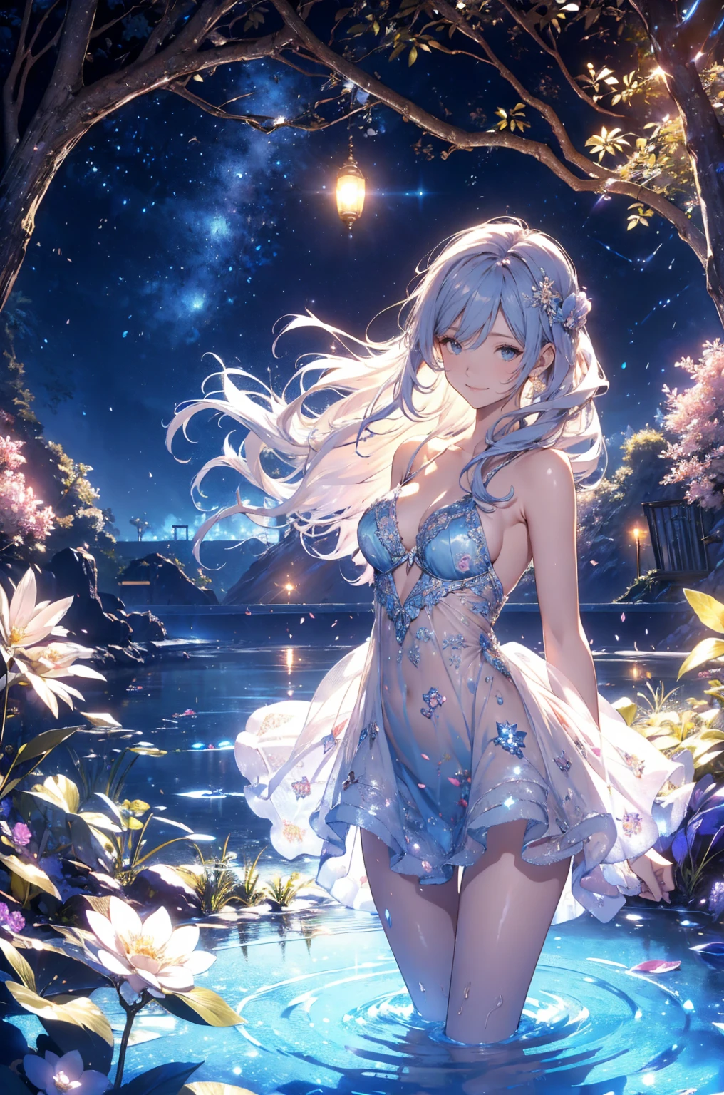 (seaside photo:1.1, in blue marine:1.5), Masterpiece, best quality, (very detailed CG unity 8k wallpaper), (best quality), High definition RAW color art, Animation,sculptures, (pink Marble Skin), (((Ultra detailed elegant))), Magical atmosphere, Detailed skin, Texture,(Intricately detailed, Fine detail, ultra-detail art), depth of fields, bokeh, Silky Touch, Hyper Detail, beautiful eyes, Elegant Face, (posing on pastel pink waterfront), sparkle background, enormous breast:1.3, (silver hair), pastel purple,, muscle, embarrassing red face, wide open udder, ponytail, 丸メガネ, bikini