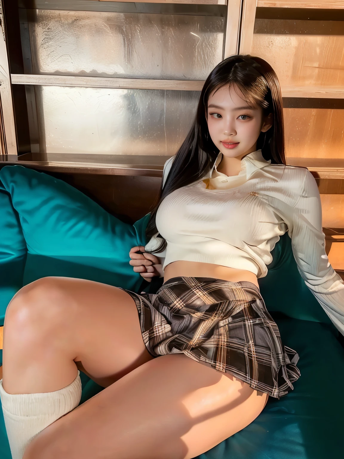 Korean mature woman,sitting in an armchair on a golf course,(((T Masterpiece))), ((best quality)), ((intricate details)), ((surrealism)), stupid solution, mature woman, ripe woman, very detailed, illustration,((middle bust)), perfect hands, detailed fingers, beautiful and delicate eyes, (silver very long wavy hair:1.6),((Korean style black polo shirt:1.3, black mini tight skirt:2.4, thong, visor:1.5)), detailed background, Open your perfectly captivating eyes slightly, slanted hips, (((Boldly spread your legs:2.2, Muscular captive girl with big saggy tits:1.6))),ultra high resolution,high texture,real skin,real body,realistic:1.4)、8K maximum resolution, (masterpiece), very detailed, professional,dirty posture,best face in the world,highest quality,full body shot,full body photo,perfect posture,T-panty,panty cover pussy,from far away,fullbody shot,fullbody,entire body,no pants,curvy legs,curvy thigh,middle size breast,wide waist and hips,no muscle,big waist,