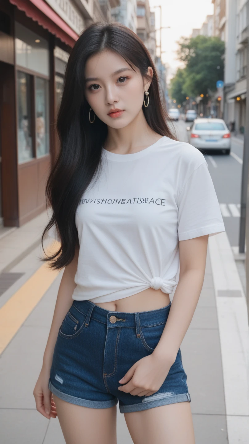 masterpiece,best quality,highly detailed,cinematic lighting,ray tracing,available light,film composition,CG,game cg, blunt bangs,extremely detailed eyes and face,prefect face,shiny skin,big eyes,Look at the audience,beautifly, very long hair, UHD,8k,light grey hair, (game cg),pink eyeshadow, crew neck, scoop neck, corset,medium breasts,slimification, oval face,collarbone, star necklace,pink flower,skinnyjeans,1girl,medium breasts, long hair, bangs, straight hair, shiny skin, tank top, full body, outdoors,  niuzaiku,xnzk,watery eyes, big eyes,