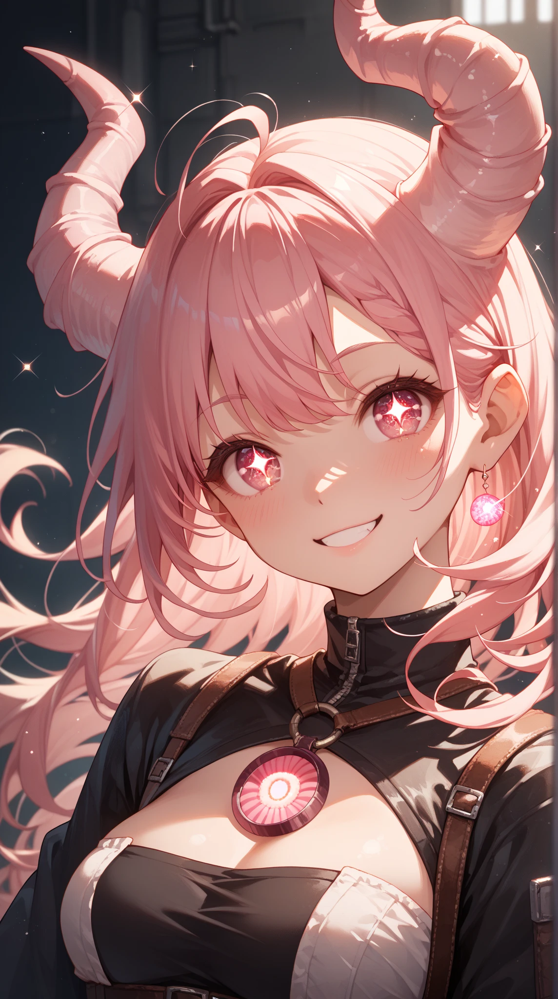 (masterpiece),(intricate details), 1girl, hilda from fire emblem, hilda, young woman in a conservative white dress, pigtails, pink hair, pink eyes, dragon horns, [[horns]], horned, big horns, arknight style, arknights character, art, 4k art, artstation, hd art, hd, ethereal background with starmaps, smiling, looking to the horizon, fully covered, highly detailed, extremely detailed art, extremely detailed face, extremely detailed eyes, dynamic pose, dynamic background, (ultra detailed eyes:0.7, beautiful and detailed face, detailed eyes:0.9)
