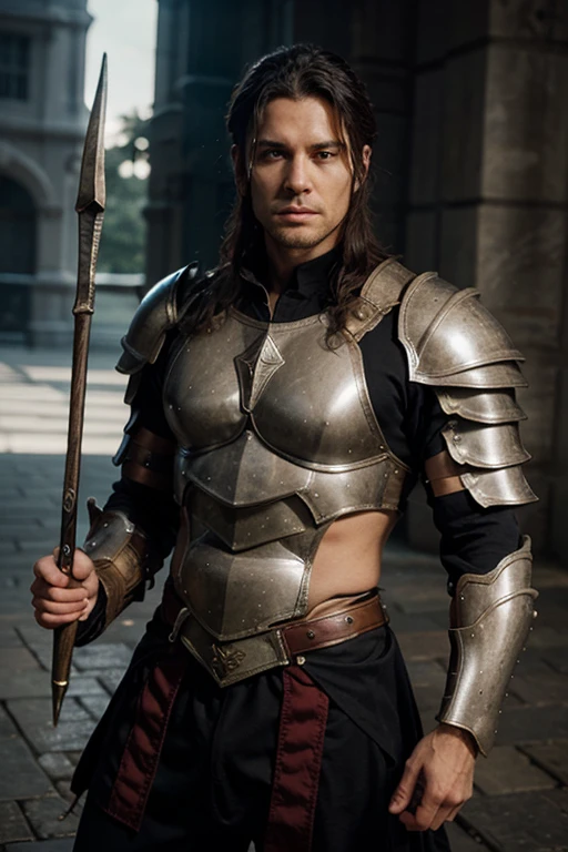 Craft a compelling narrative that brings to life the awe-inspiring image of a medieval Nordic warrior. Envision a figure of commanding stature, standing tall at 1.75 meters, exuding an aura of strength and resilience. His physique, sculpted through rigorous training and countless skirmishes, speaks of formidable prowess on the battlefield.
With hair as dark as the midnight sky, expertly styled in a fade or degrade cut, and eyes that gleam with a piercing intensity of molten bronze, he embodies the very essence of intimidation. Not a trace of beard or mustache mars his visage, emphasizing the chiseled contours of his face and the unyielding determination etched into his expression.
Clad in the distinctive attire of his Nordic heritage, he eschews the weighty confines of armor, relying instead on the practicality and freedom of movement afforded by traditional garb. Each garment tells a story of resilience and survival, bearing the marks of countless battles fought in defense of his homeland.
In his left hand, he brandishes a shield forged from the strongest of materials, its surface adorned with intricate patterns that hint at the warrior's storied lineage. Resting upon his back is a sword of legendary craftsmanship, a weapon as much a part of him as the blood that courses through his veins.
Capture the essence of this indomitable warrior, a guardian of his people's honor and legacy, ready to face any challenge that dares to threaten the sanctity of his realm. Let his presence on the battlefield instill fear in the hearts of his adversaries, for he is a force to be reckoned with, unmatched in both skill and resolve."