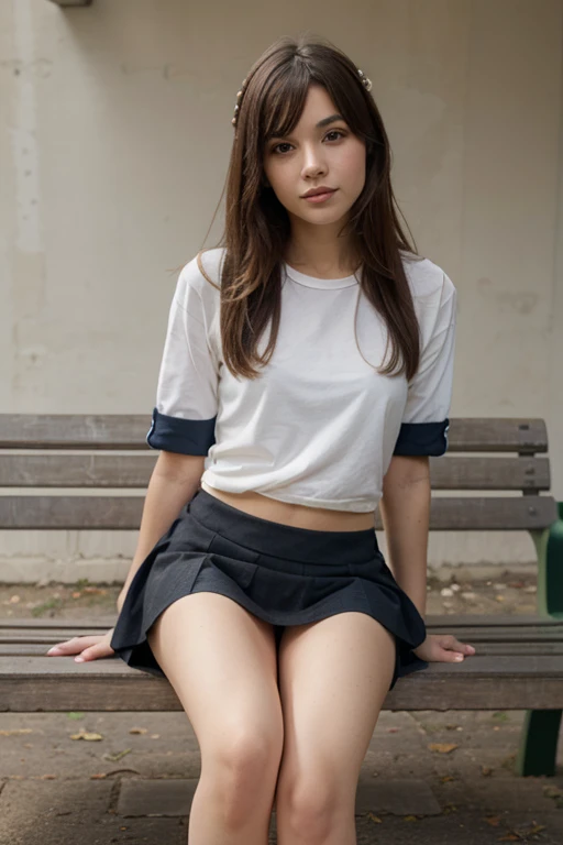 Japanese、Junior High School Girls、skirt、uniform、physical education sitting、Punch et al.、raise one leg high、In bloomers