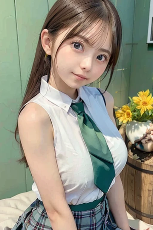 Beautiful girl small breasts,12 years old、beautiful girl、smile、Wearing a sturdy jacket, Long hair with a loose perm, ,Cyberpunk Red Green Background、(((Upper body naked))),(((?????? details))),Young face,Young 、Long eyelashes、Sweaty