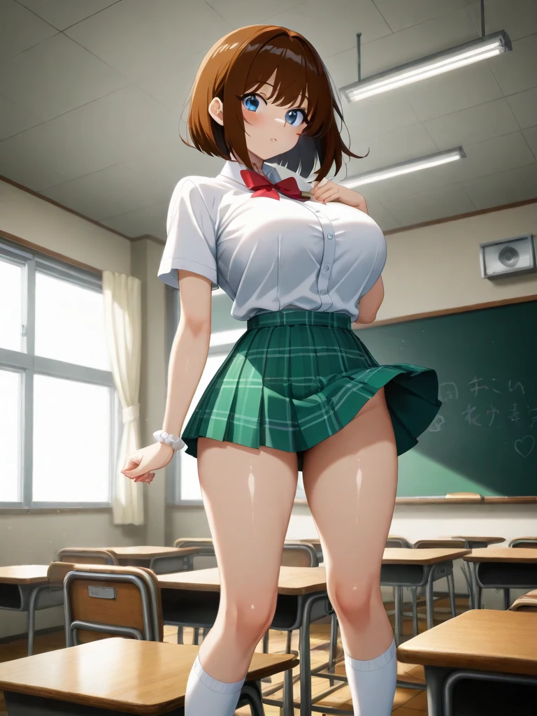 Masterpiece, hiquality, 15 years, 1girl, child, 独奏, Hermione Granger, Shirt, panty, Highly Detailed Beautiful Face and Eyes, Beautiful skin, anatomically correct smile, thigh strap, Walking, Classroom, Sun light, thights, elastic ass, wide thighs, Athletic hips, Erotica, trembling, the sweat, Excited, view from bottom, From Bottom