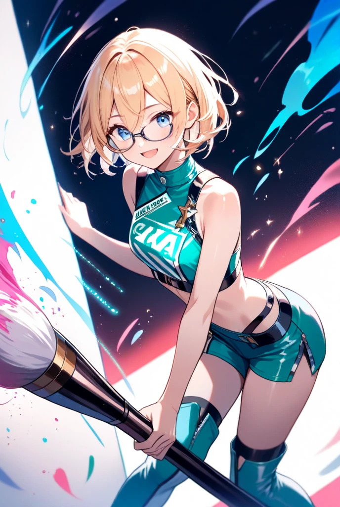 (Super detailed、Ultra-high resolution、Detailed Background)、((Flat Color))、((colorful))、((浮かぶcolorfulな水))、One female secretary in the office、body paint、Pop tattoo on the butt、Big Breasts、Sexy Random Pose、Low angle from behind、Beautiful ass、Buttocks up、
(Medium Hair、Silver Hair、hair ornaments、Glasses)、Beautiful blue eyes、Beautiful red lip、(Office Suits、blouse、Micro Mini Skirt、choker、Black knee-high stockings、garter belt)、TWICE's Tzuyu' on pause、(fun、smile、A rich expression)