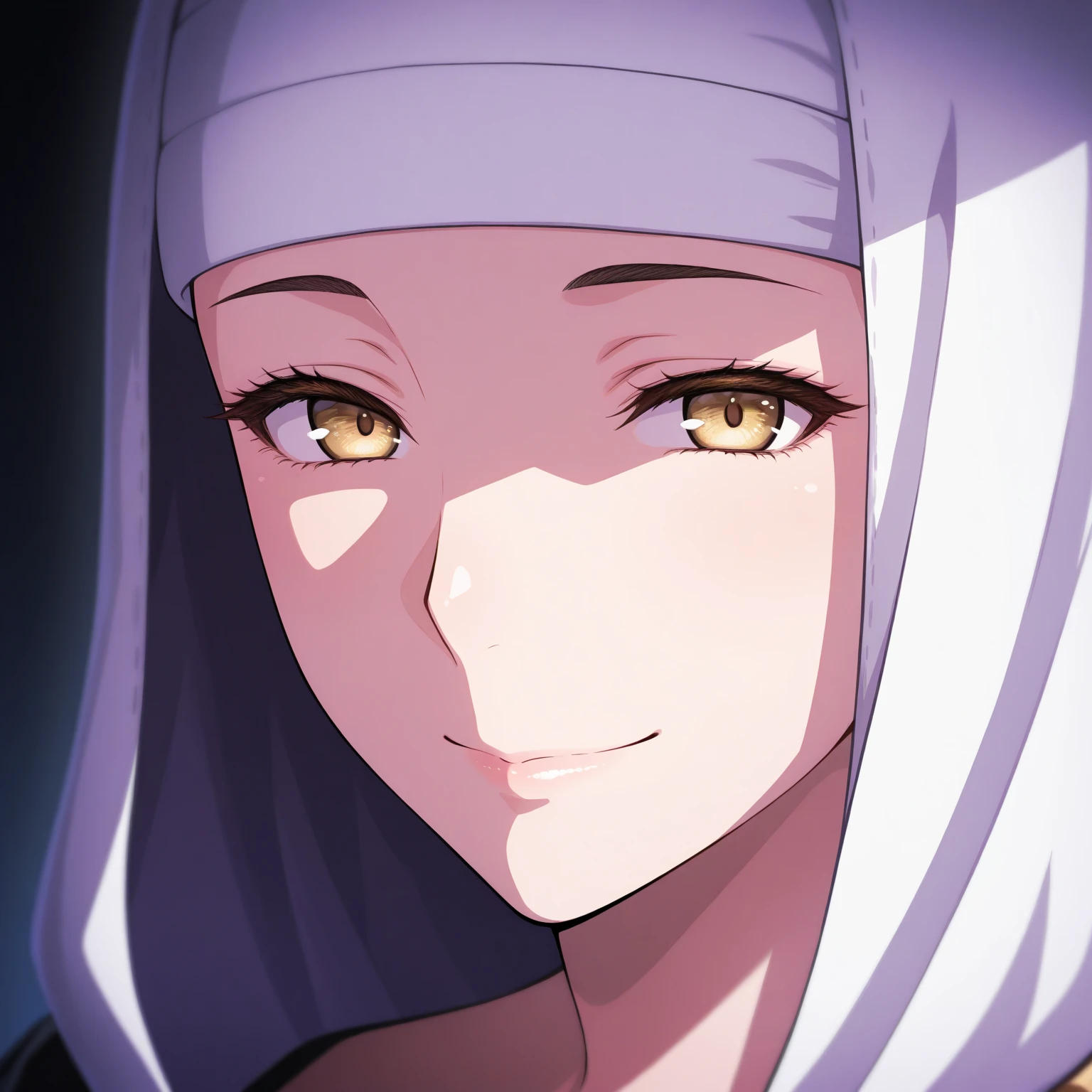 (Masterpiece, Best Quality, High Quality), upper body illustration, beautiful , Blushing, looking at viewer ,Nishikino maki, purple eyes,red hair, ((wearing islamic hijab)) , dress,big breasts ,blushing