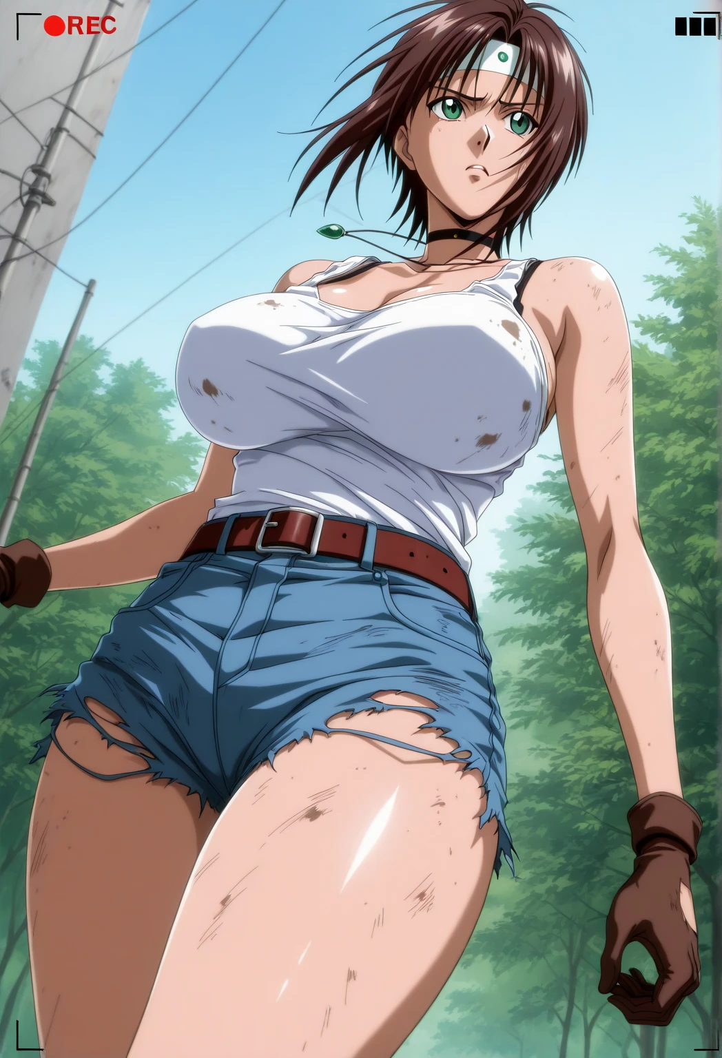 makima de chainsaw man,estilo acuarela,con grandes tetas,chupando un pene grande,con la cara llena de