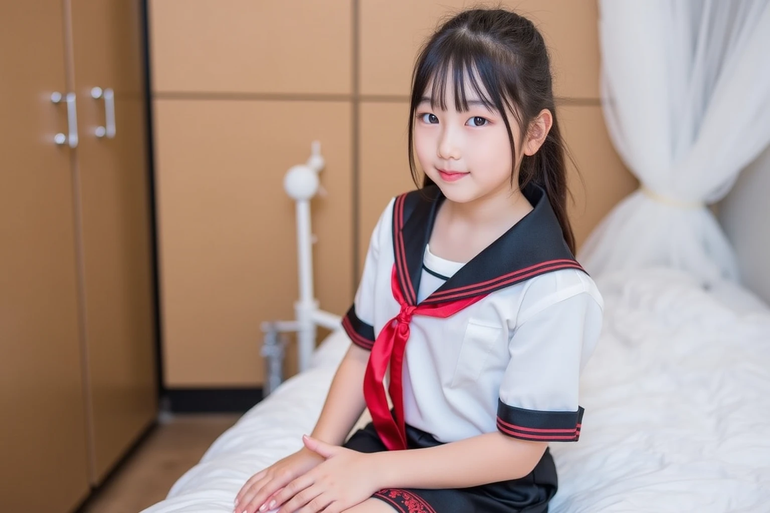 hight resolution、high-level image quality、in 8K、Real live-action、生a picturegraphy、top-quality、masterpiece、超hight resolution、生a picture、ren、Beautiful fece、masutepiece、((Obscene content))、For adults、charm of 、absurderes、((((Japan elementary school students))))、Japan Girl、((8years old))、((with round face))、((Thick eyebrows))、((Cute little face))、de pele branca、Juvenile physique、short neck、Smaller chest、kne、 thighs thighs thighs thighs、独奏、fullllbody、Very nice、、(((a sailor suit)))、 ((Pubic area))、(Mansuji)、((White panty))、Are sleeping、(Photorealsitic:1.37)、Photon mapping、Realistic、Radio City、Physically Based Rendering、depth of field rally background、a picture、(((a junior idol in Japan)))、Sparkling eyes、shiny lip、too bright natural light、The Bright Sun、Too bright sunlight、(((((8years old)))))、(((Pubic area)))、(Mansuji)、Open your legs、Open your crotch、Only one person,short-cutの髪型、short-cut、(A room in a western-style hotel)、Alone (a sailor suit,白いknee high socks,)、Show off、((on the beds))、to stand、Show yourself underwear、((Short hairstyles、short-cutの髪の毛))、((No emblem))