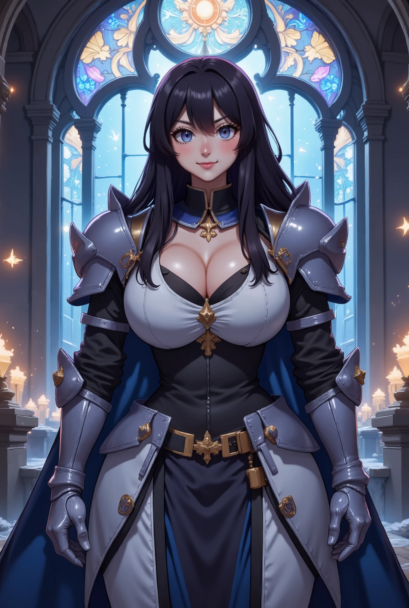 #Basics Girl posing for a photo, animeのcute少女, ((One Girl)), ((Baby Face:1.5)), ((cute:1.5)), (()), 
break 

#Clothing Accessories 
((Witch costume)) : ((Red Cape:1.2)) + ((Black clothes)) + ((Black long skirt)) + ((Black witch hat)) + (Black ankle boots), 
((Gold Hoop Earrings)),  
break 

#Features 
((Black Hair)), ((Very long side bangs)), ((Long Hair) : Voluminous Hair + Curly Hair + (Bedhead:1.4)), 
((Big eyes:1.4)), ((blue eyes)), 
(Small breasts), (Big Ass), (Big thighs), 
(Tanned dark skin), 
break 

#background environment 
((noon, (Inside a fantasy castle), (blue sky))), 
#Facial Expression Pose 
((smile + (Open your mouth))), ((Walking towards the camera)), 
#composition 
((Angle from the front)), ((Cowboy Shot)), 
break 

#Body parts elements 
(Slim figure), 
(Symmetrical facial features), 
(Detailed Hair, Beautiful Hair, Shiny Hair), 
(double eyelid, Long eyelashes, Thin eyebrows:0.5), 
(Detailed eyes, Beautiful Eyes, Eyes with highlights, Sparkling eyes, Eye Reflexes, Glitter Eyeliner), 
(Human Ear), 
(Beautiful Nose, Thin Nose), 
(Glossy Lips, Beautiful Lips, Thick lips), 
(Detailed skin, Textured skin, Beautiful Skin, Oily skin), 
break 

#quality  
(((最高quality)), ((masterpiece:1.3)), ((Very detailed))), ((Ultra-high resolution)), ((16K)), ((1080P)), ((Full HD)), 
((Anatomically correct)), ((Realistic)), (3DCG), ((oil)), 
((comics, anime)), (CG illustration), (RAW Photos), 
