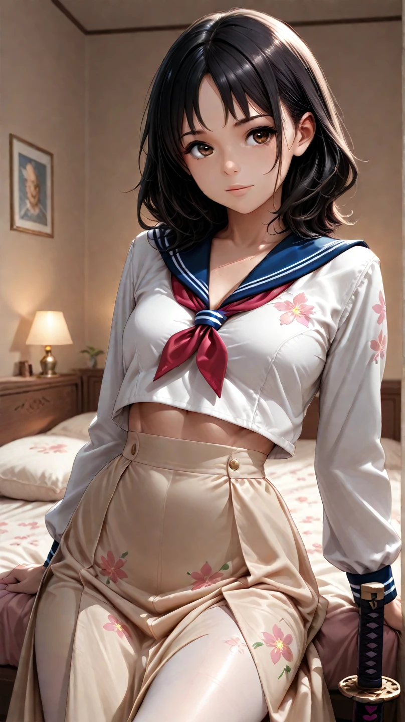 (8K、RAWE Photo、highest quality、masterpiece:1.2)、(real、photorealistic:1.37)、1 beautiful Japan 、small face:1.5、twintails hair, perfect body、18-year-old、Sexy uniform、large breasts:1.8、(((breasts aport:1.8, Long milk:1.8, saggy breasts:1.8、underboob、Are thin)))、underboob、oily skin:1.5、thin、 (Sexy uniform with a slight view of the underside of the chest)、((目に見えるunderboob、Uniform with visible ribs and belly button))、Super miniskirt visible、((look at the audience))、Very blush、