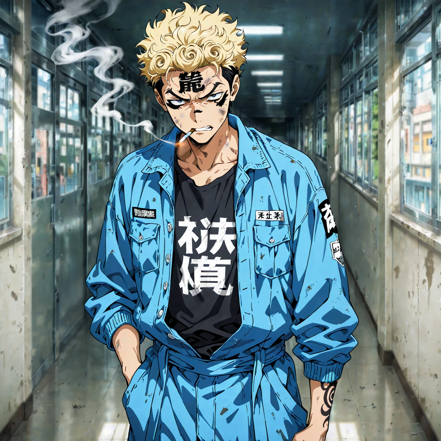 a close up of a person with a green hair and a knife, full color manga cover, jujutsu kaisen, full color manga visual style, manga cover style, colored manga, hunterxhunter, kentaro miura manga art style, manga style of kentaro miura, kentaro miura manga style, berserk manga, manga front cover