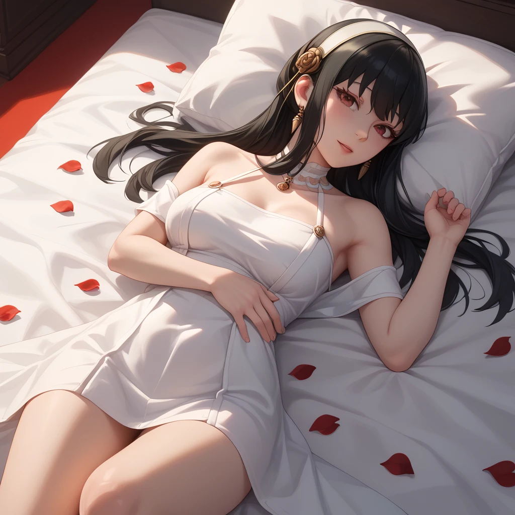 Masterpiece, hyper detailed, perfect anatomy, gleaming skin, 1sexy rich stray black haired girl, comfortably sleeping nude on her red bed, natural blush, eyes closed sleeping, girl wearing, only small white pearl bra, golden earrings, pearl necklace, golden watch, naval piercing on her belly button, ring, and low rise black comfortable formal shoes on her legs, morning time rainy weather, (real depiction of real female pussy), full body shot, arms down, very Pretty and young girl, legs layed straight, slender body, small waist and ass. Peacefully sleeping nude girl