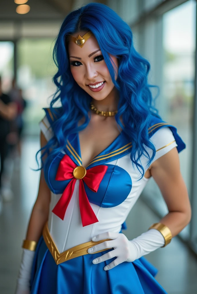 A cute woman (age 25, matching hair, disney character themed sexy outfit) is doing a disney themed fashion show, glamorous poses in the spotlight on the run way, show her full body