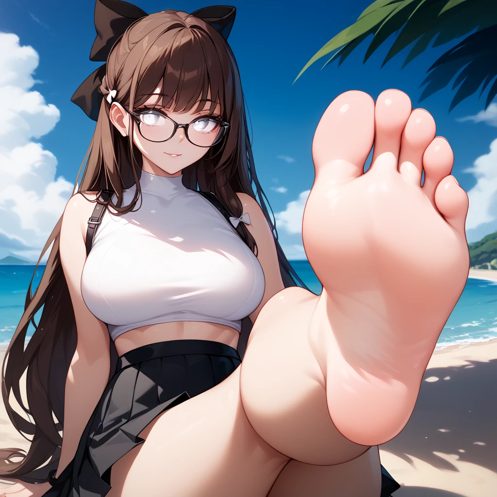 score_9,score_8_up,score_7_up, perfect face, perfect eyes, intricate detail, absurdres, detailed face, detailed eyes, BREAK karyl \(princess connect!\), animal ears, multicolored hair, black hair, streaked hair, animal ear fluff, green eyes, white hair, BREAK shiny skin, metallic tan, skinny, ribs, collarbone, sidelocks, blushing, half-closed eyes, wide hips, sweat, steam, public, pussy peek, legs up, cleft of venus, ass focus, (pubic stubble), arms up, (thong), lingerie, reclining, open mouth, smile, bench,