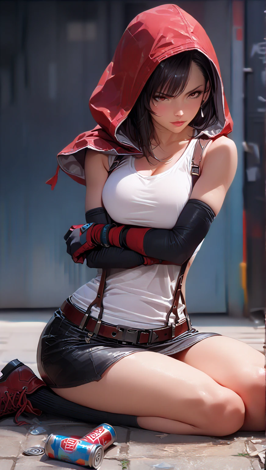 (((Annie Lennox))), (((Dark red))), (scars), (((Bandaged body))), ((hooded cloak)), (((pirate eye patch))), (((best qualityer: 1.4))), (Unbeatable masterpiece), (hiper HD),(CG 8k hyper-realistic), (((brave face))), (((breasts big))), (((hyper feminine))), sexly girl, black tattoo,(ultra short gray hair)), ((( sculptural body ))), (((1 Kizi))), Kizi tatuada de 25 anos com perfectbody,,Beautiful and well-groomed face,muscular body:1.2,solid color detailed jacket, (Head to thigh photos), Complex equipment, green dark,long pants,Tight clothes are dark,With white stars and off-white stripes,,,,,Armor Metal Electronic Parts, Poison tattoos ) INFO, Kizi, (((standing alone))), pirralha violent, (((14歳))), sexly, pose de atitude, work of art, post-apocalypse, (((manga style))), bounty hunter, violent, Manic, the way you want, slenderbody, thin but strong, perfectbody, roupa moderna, advanced technology, Pleated mini skirt with checkered pattern in red and black, fur collar jacket, sleeves with vertical striped pattern, neutral background, (( cowboy shot )). intricate visual