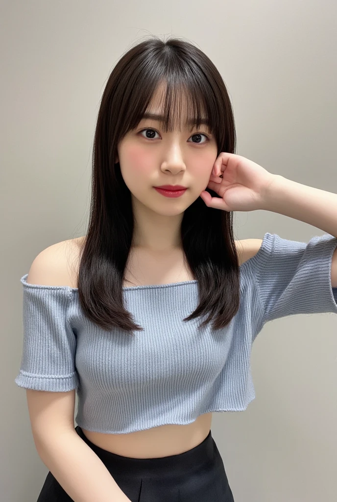 quality, 超Realistic, (Realistic:1.3)、最高quality、超A high resolution、SLR、Instagram、Very delicate、Look at the viewers、Japan 1 Female(Black-haired、short hair、black eye、16 years old、huge 、Delicate body、cute、Adorable、A kind smile)、Japanese high school students(black and white horizontal striped t-shirt、Thin horizontal stripes、Tight shirt)、sunlight、Free pose、Bust up shot、Emphasize the chest