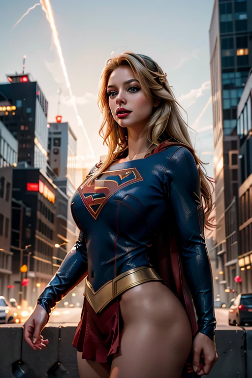 Woman body set big breasts，Supergirl costume dress，cleavage，Bare chest，Exposed panties，does not wear panties，ass focus