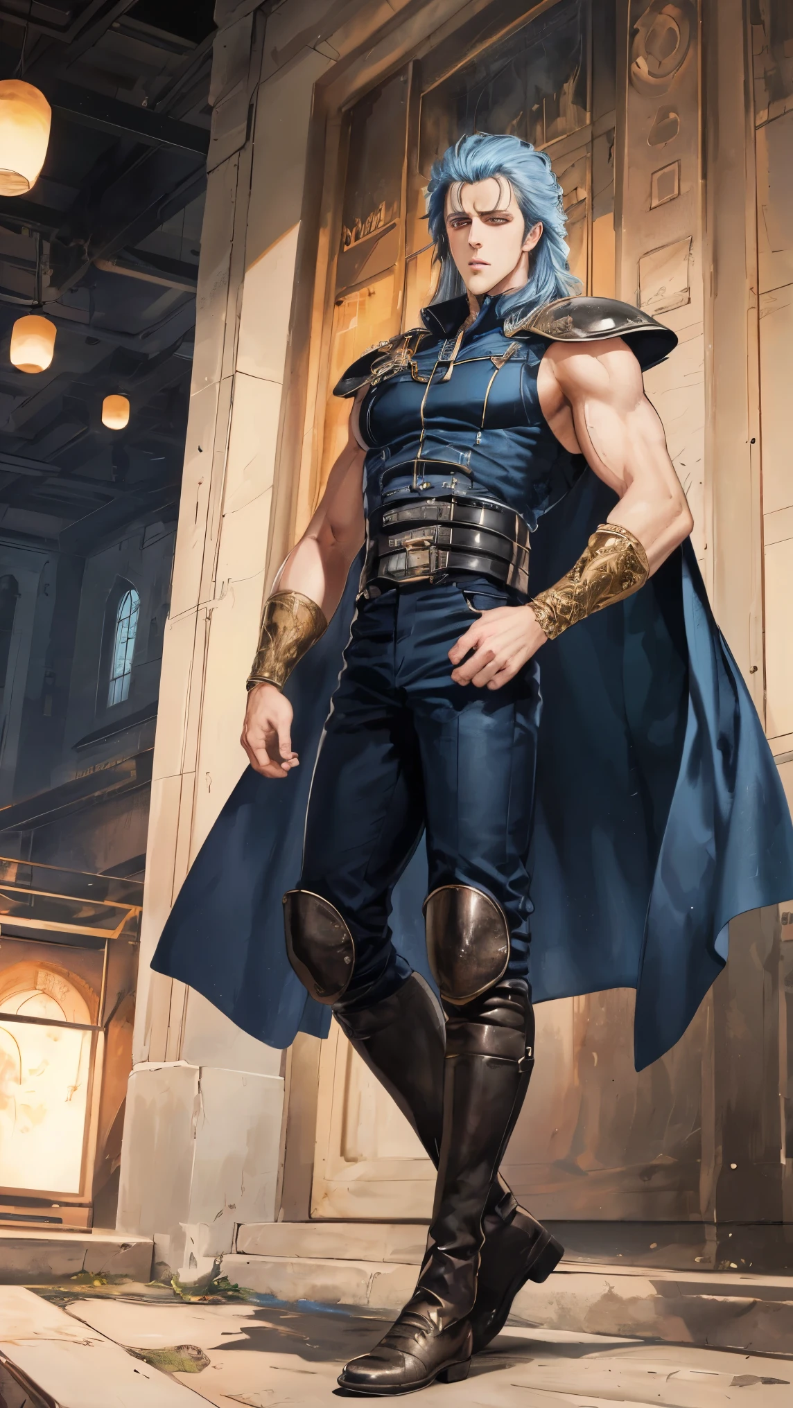 ((Best Quality)),( super high definition),(Super detailed),( detailed description ),((The best CG)),(masterpiece) , rei,1boy,blue metric hair,long hair,full body