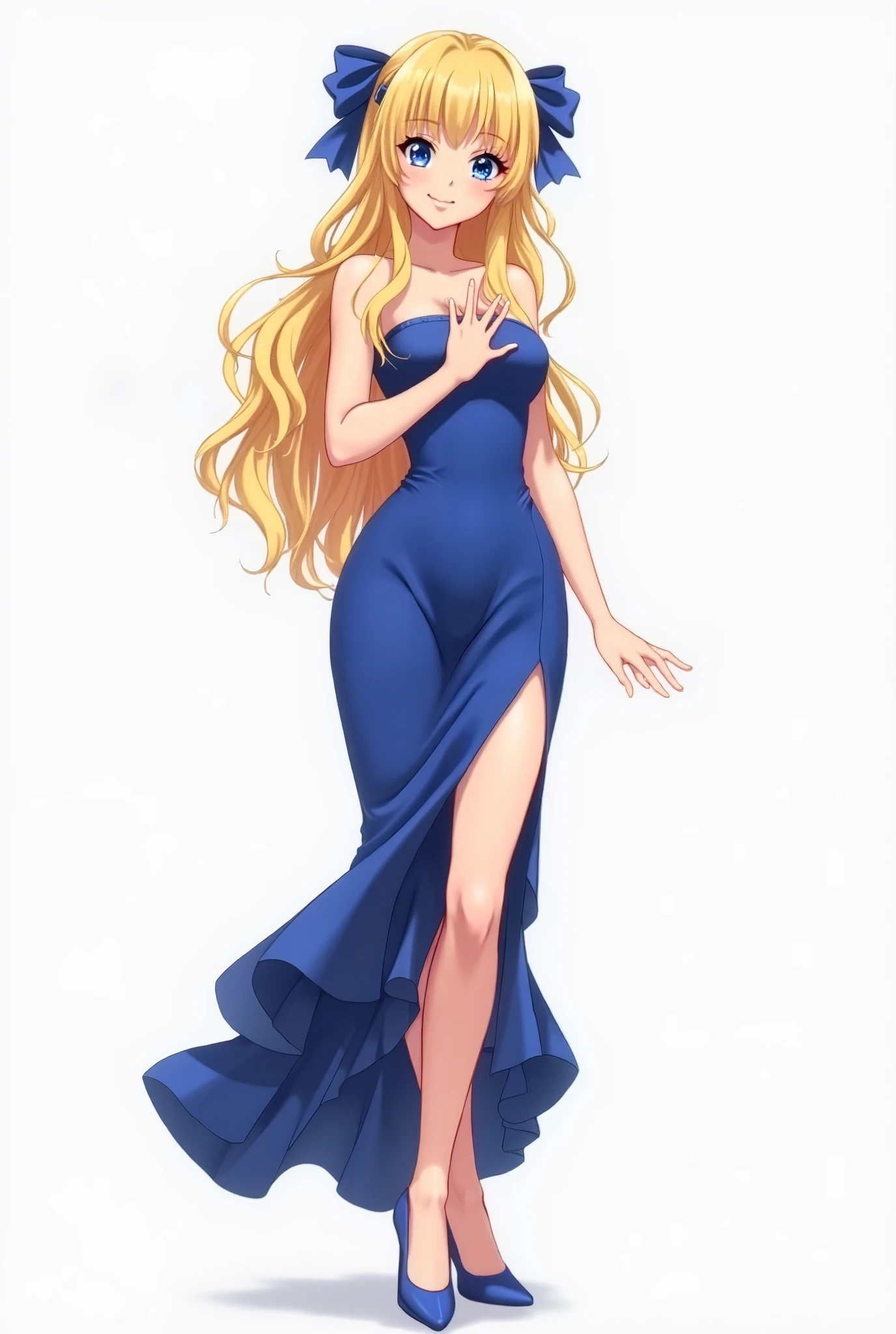 score_9, score_8_up, score_7_up, source_anime, BREAK, (((vigme)))), 1girls, solo, supermodel, blonde hair, makeup, tall, small breasts, perky breasts, smile, long hair, model, tall, lean, upturned eyes, slender, lanky, earrings, necklace, dress, sitting, crossed legs, long legs, heels
