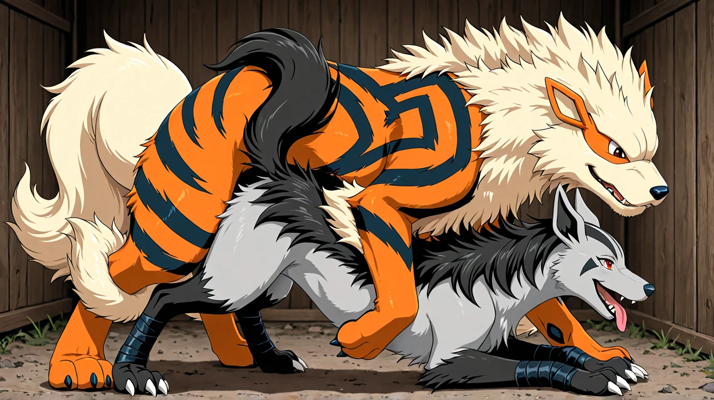 Arcanine,male,fucking,open mouth,big arcanines,duo,feral,knot,dad fucking son,incest,heat,sweat,moaning,old daddy,