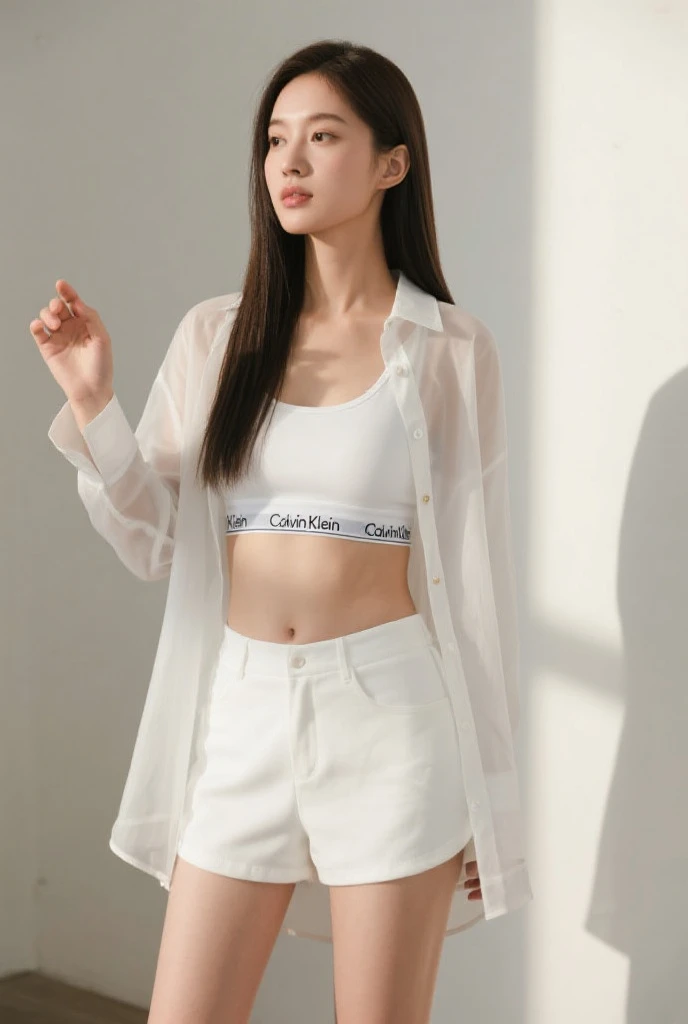sweet expression, kneel, hand between legs, white glasses, short white hair, (8K, raw image, realistic:1.25) ,( Lip balm, eyelash, shiny face, shiny skin, best quality, Ultra high resolution, depth of field, Chromatic aberration, Corrosive substances, wide light, natural shadow, kpop idols) She looked at the audience with a goddess-like calmness., full body, very big breasts, white underwear, black stockings, See-through shirt, white shirt, secretary