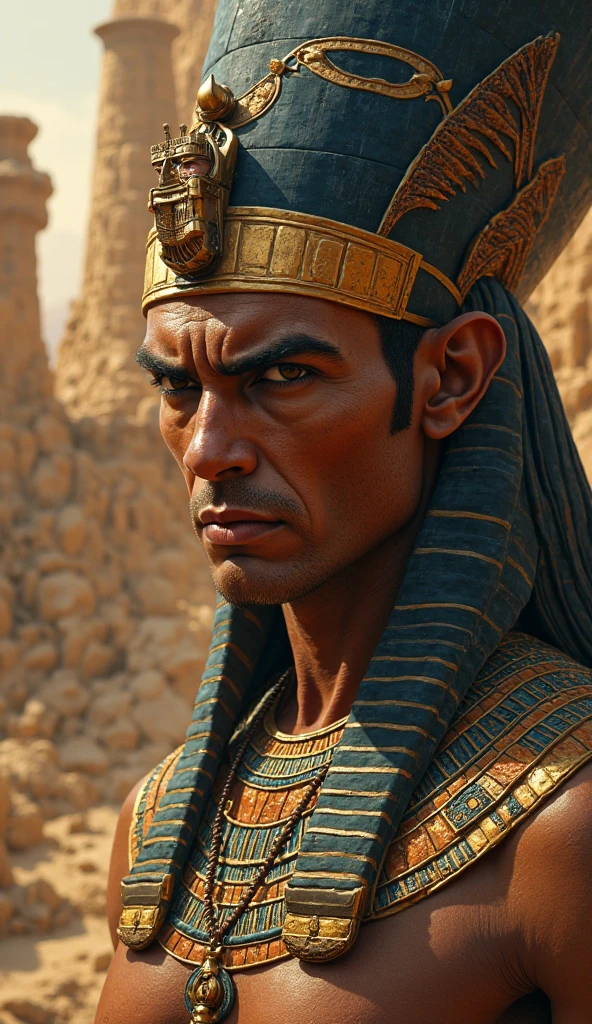 Make an Egyptian Pharaoh from the back to shoulder height