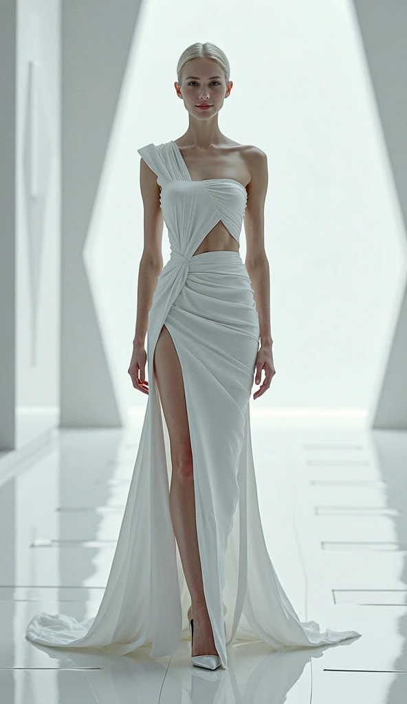 1girl in, (Smile:1.6) ,stunningly beautiful girl, Haute_Couture, weddingdress, high-heels,high fashion,  High Brand,Famous fashion shows, (Indoor runway:1.4),Long shaped face, beautiful countenance, darkred eyes, Sandy Blonde Side Sweep Hair, Short hair, Long ringlet, catwalk,Red carpet,Colorful confetti, Vivid colors, masutepiece, Best Quality, absurderes, Highest Quality, Amazing details, 8K, Aesthetic,Perfect Lighting,Look at viewers,(dynamic ungle:1.2),large stage