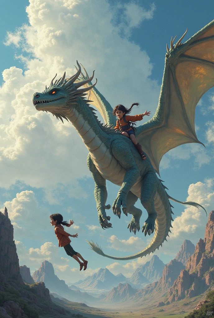 dragon and girl、run through the sky！