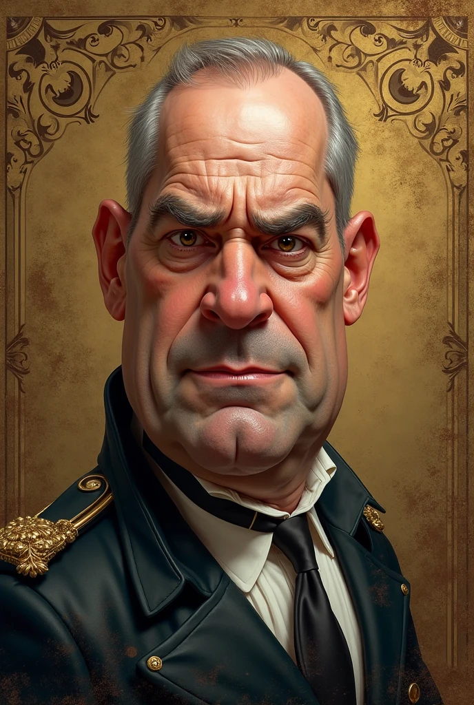 A picture of a man in military uniform holding a pipe in his mouth, Portrait of a mad general, a portrait of a hyperdetailed, closeup character portrait, imperial portrait, Michael Horse (Unreal Engine, high-detail iconic characters, Ivan Plush Artwork, very detailed portrait, inspired by Adolf Dietrich, very detailed portrait, Inspired by Carl Kopinski, Conrad Krafek