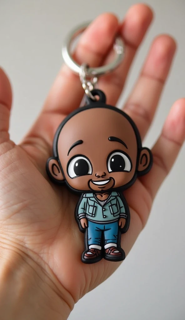 1small African boy dark brown skin:5, (full body), (((happy and bouncy))), hands in hair, waving goodbye, realistic shadows, sparkling eyes, detailed skin, slightly shiny black eyes, black curly hair, style handsome boy, very detailed, highly detailed 8k face, perfect face shape, perfect full lips, perfect nose, correct beautiful eyes, observant, t-shirt and jeans: 3.45, masterpiece, best quality, single, jeans, (((alone)), chibi