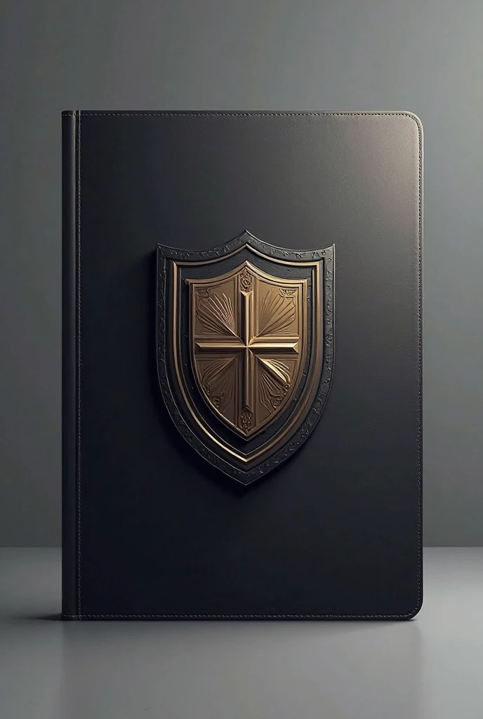 Crée moi un logo 3D hyper realiste et tres moderne en forme de bouclier avec deux épées qui se croisent dont les manches et les bouts sont visibles. Sur le bouclier est dessiné un chandelier à 7 branches sur une bible et le bouclier sur des mains dont la chaîne a ete brisée. Sur le bouclier est écrit TS