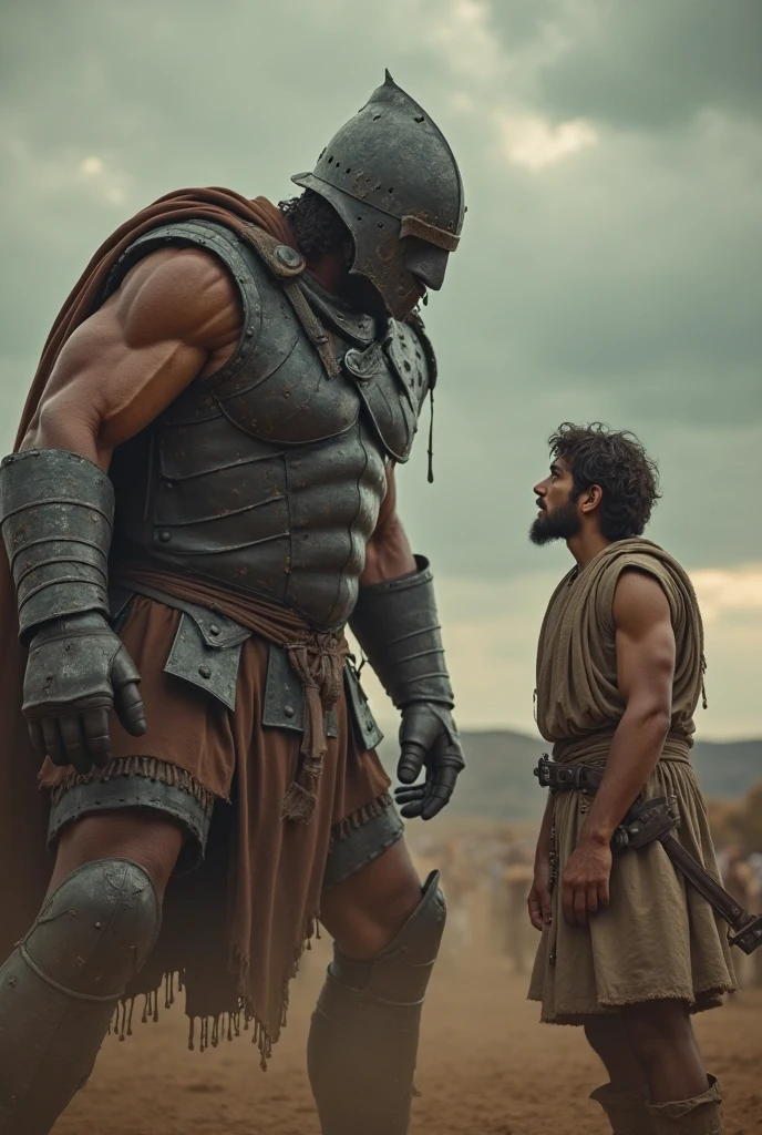 warrior fighting against giant man