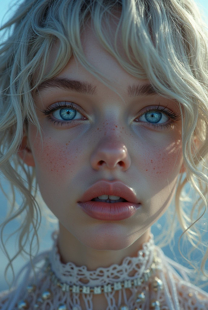 a young albino girl, eight years old, short curly white hair, freckles, blue eyes, naked, incredibly realistic, 4k, hyper detailed, cinematic lighting, highly detailed skin, beautiful detailed face, beautiful detailed eyes, beautiful detailed lips, extremely detailed facial features, naked, extremely detailed anatomy, flawless skin texture, photorealistic, stunning, elegant, serene, ethereal, soft pastel colors, glowing skin, natural lighting, dramatic lighting, naked, complete body