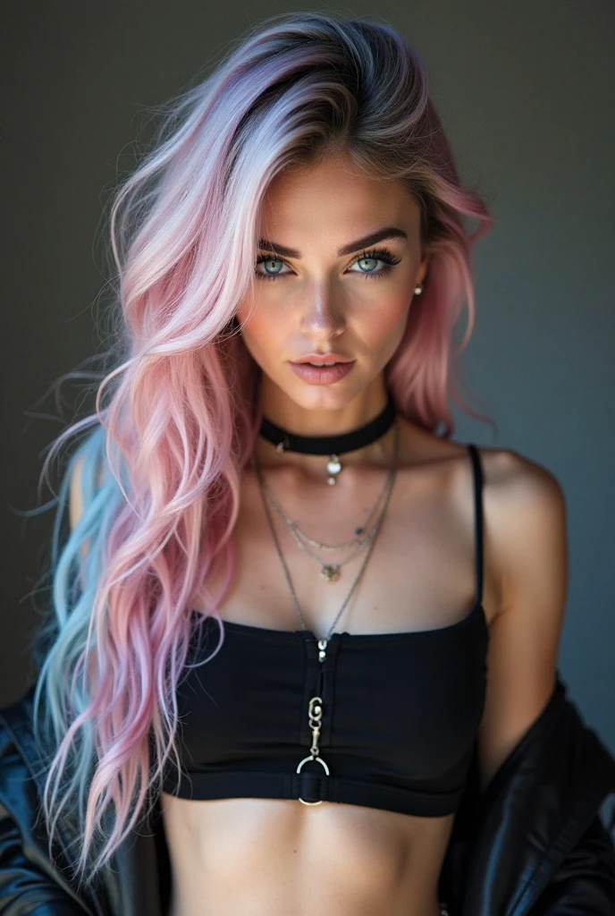 (Realisttic:1.2), analog photo style, Beautiful young woman, posing, with freckles and long pink hair braided, (modern ambient atmosphere), soft natural light, cute and sexy, great quality, Masterpiece, detailed strange background, better performance, 16k quality, RAW photo, sexy clothes, clevage, big tits, big fat tits, round tits, masive tits, giant tits, on the mall, boutique, luxury clothes, white blouse, nose piercing, 